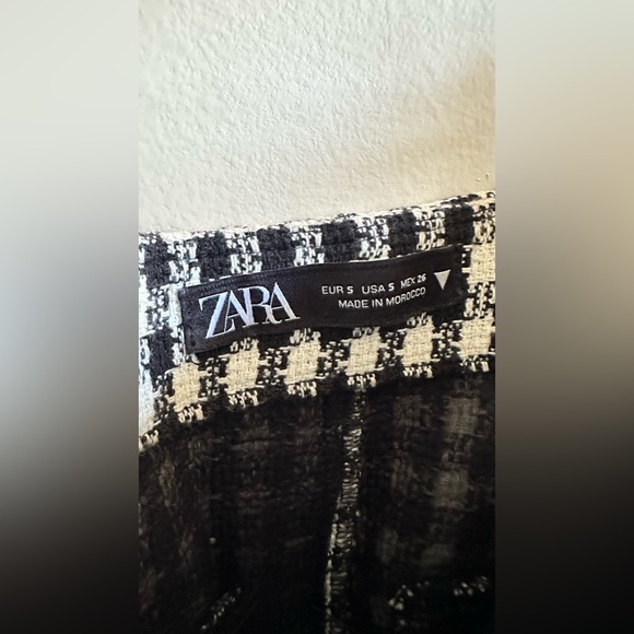 Zara Tweed Houndstooth Mini Skirt - Black & White - Size S - Picture 4 of 4